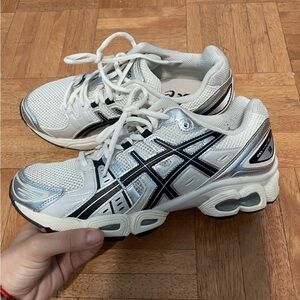 ASICS White and Silver Running Shoes